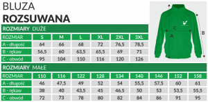 tabela_BLUZA MĘSKA ROZSUWANA